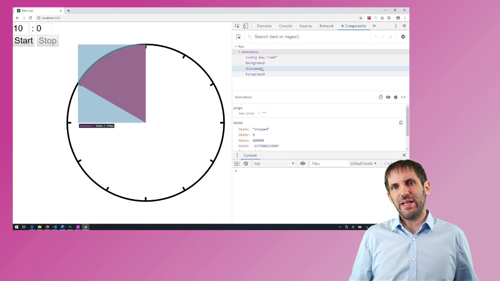 The timer application with the red pie slice